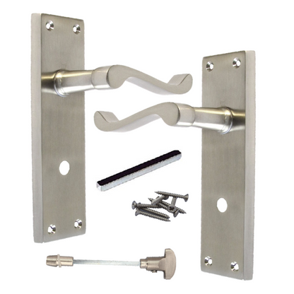 Victorian Style Satin Bathroom Door Handle with Privacy Lock+Bathroom SASH Lock