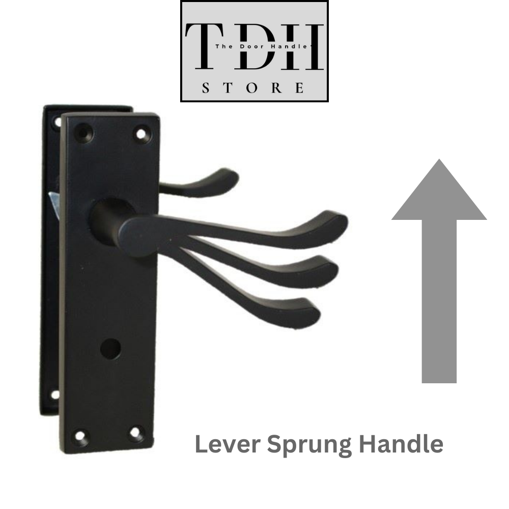 Matt Black Modern Victorian Scroll Bathroom Internal Door Handles and Bath Lock