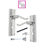 Chrome Bathroom Door Handle with Privacy Lock Set, Victorian Style Handle 1 Pair