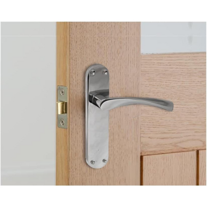 Polished Chrome Twist Door Handle, Interior Latch Lever on Long Back Plate x1