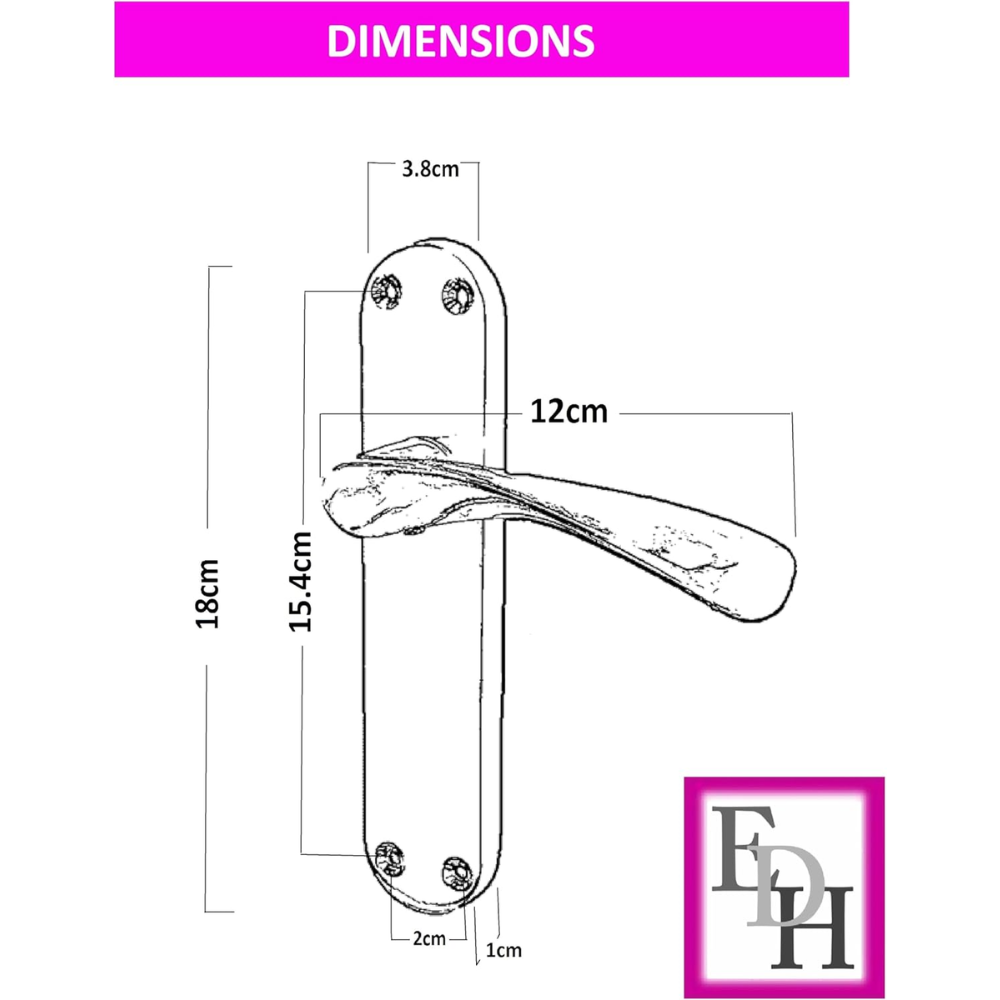 Polished Chrome Twist Door Handle, Interior Latch Lever on Long Back Plate x1