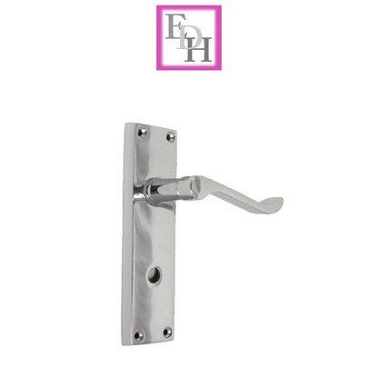 Chrome Bathroom Door Handle with Privacy Lock Set, Victorian Style Handle 1 Pair