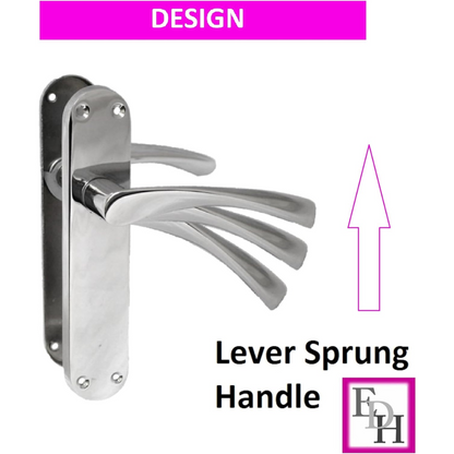 Polished Chrome Twist Door Handle, Interior Latch Lever on Long Back Plate x1