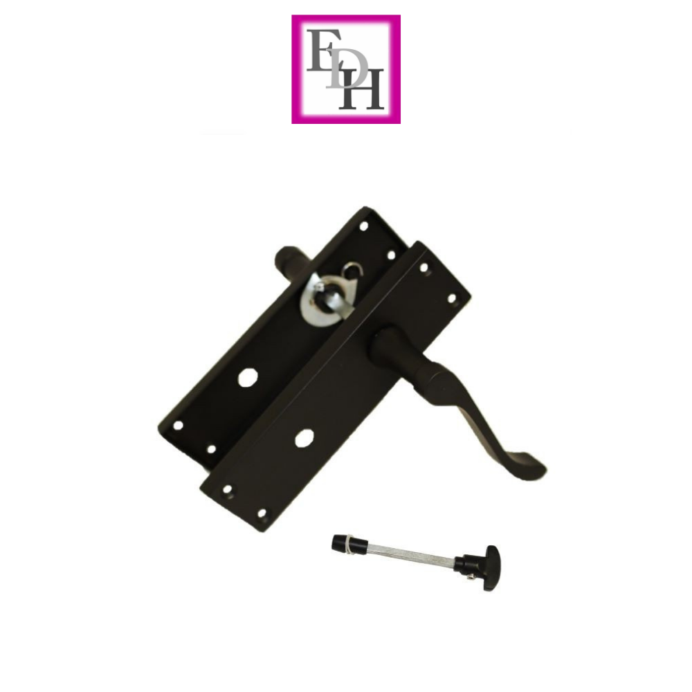 Matt Black Modern Victorian Scroll Bathroom Door Handles and Bath Lock - 1 Pair