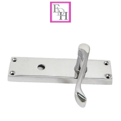 Chrome Bathroom Door Handle with Privacy Lock Set, Victorian Style Handle 1 Pair