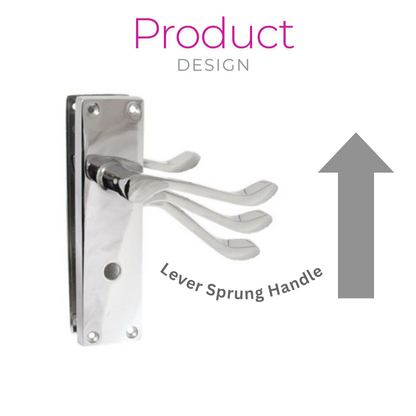 Chrome Bathroom Door Handle with Privacy Lock Set, Victorian Style Handle 1 Pair