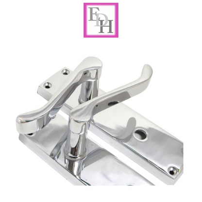 Chrome Bathroom Door Handle with Privacy Lock Set, Victorian Style Handle 1 Pair