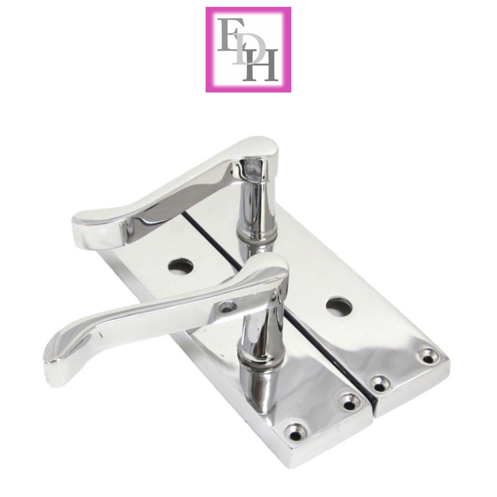 Chrome Bathroom Door Handle with Privacy Lock Set, Victorian Style Handle 1 Pair