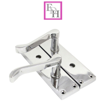 Chrome Bathroom Door Handle with Privacy Lock Set, Victorian Style Handle 1 Pair