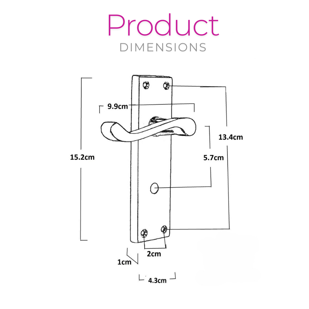 Chrome Bathroom Door Handle with Privacy Lock Set, Victorian Style Handle 1 Pair