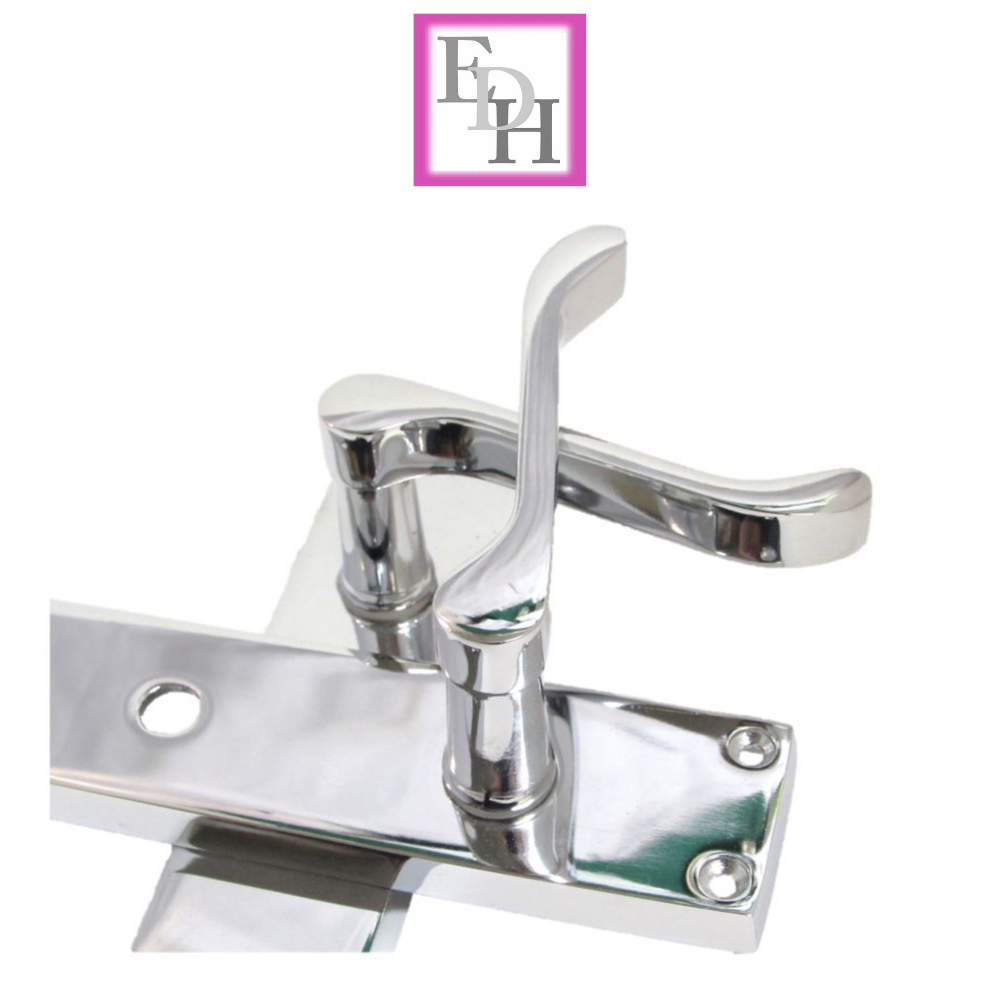 Chrome Bathroom Door Handle with Privacy Lock Set, Victorian Style Handle 1 Pair