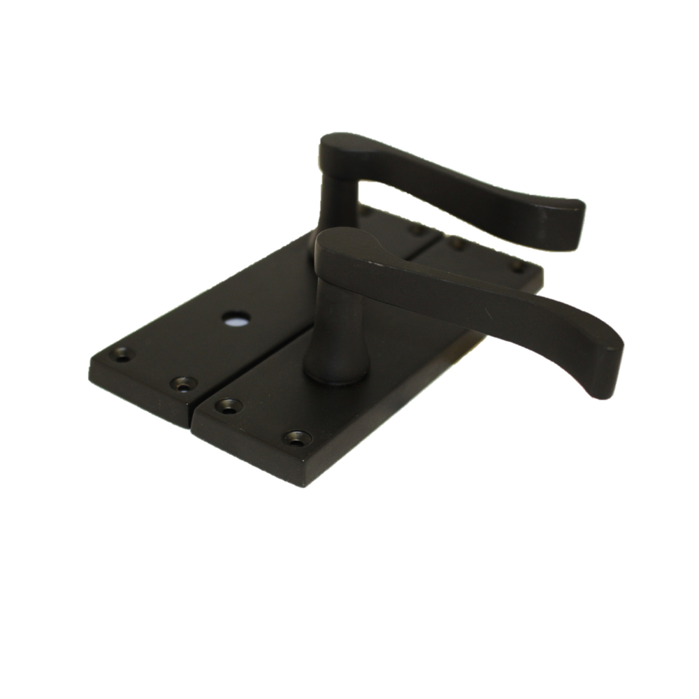 Matt Black Modern Victorian Scroll Bathroom Door Handles and Bath Lock - 1 Pair