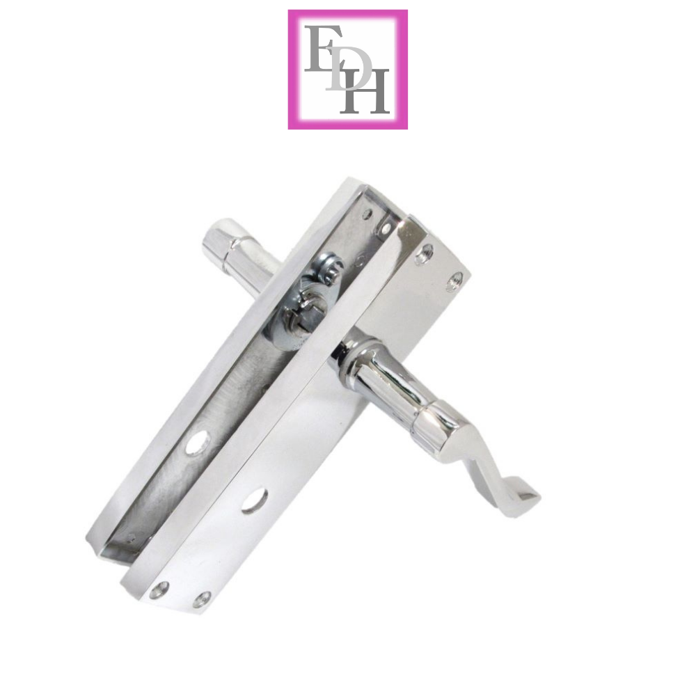 Chrome Bathroom Door Handle with Privacy Lock Set, Victorian Style Handle 1 Pair