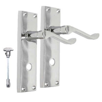 Chrome Bathroom Door Handle with Privacy Lock Set, Victorian Style Handle 1 Pair