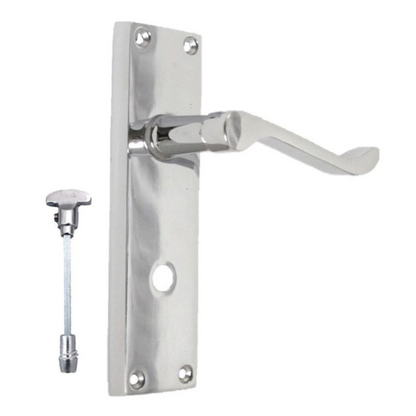 Chrome Bathroom Door Handle with Privacy Lock Set, Victorian Style Handle 1 Pair