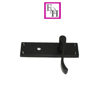 Matt Black Modern Victorian Scroll Bathroom Door Handles and Bath Lock - 1 Pair