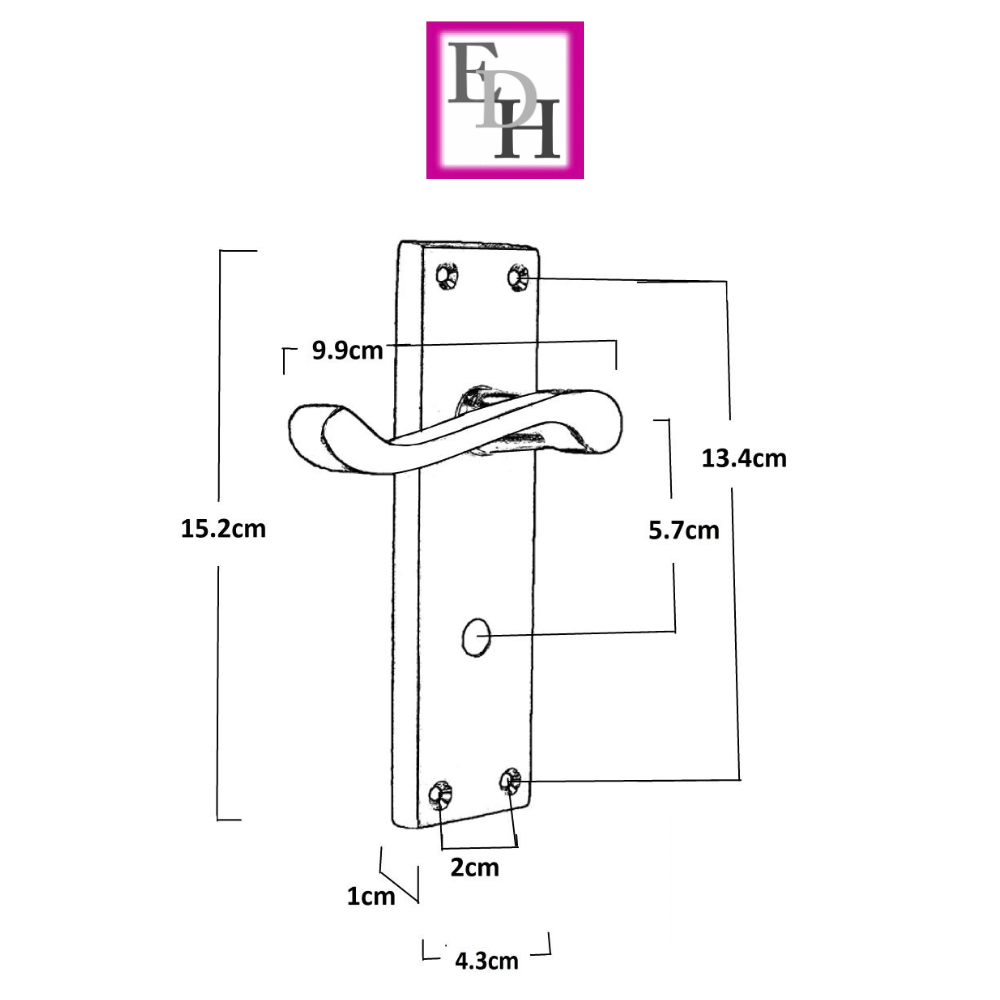 Matt Black Modern Victorian Scroll Bathroom Door Handles and Bath Lock 2 Pairs