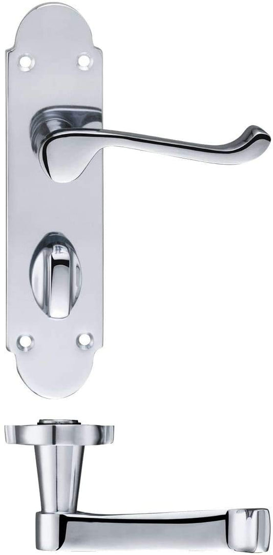 Haven Heritage Bathroom Door Handle Polished Chrome Privacy Version 170mm X 40mm Epsom