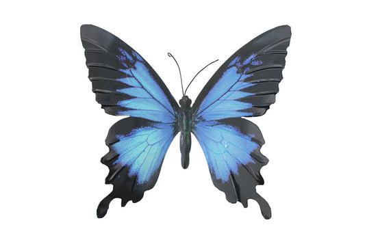 Primus Large Metal Butterfly Blue and Black Outdoor Garden Home Decoration Wall Art