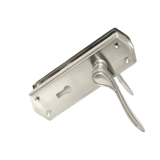 Premium Satin Nickel Internal Lock Handles with Long Back Plate and 3 Lever Mortise Sash Lock - Stellar Design, 4 Pairs