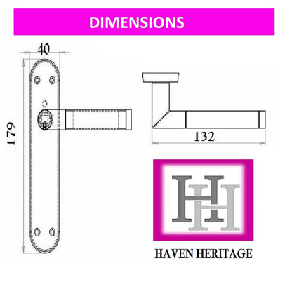 Haven Heritage  Satin Nickel & Chrome Dual Finish Mitred Door Handles Lever Bathroom Lock, 1 Pair