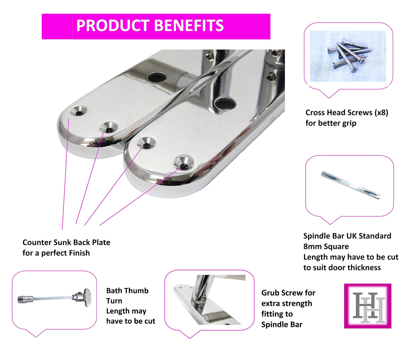 Haven Heritage Door Handles Lever Bath Satin Nickel & Chrome Dual Finish Mitred 1x Pair