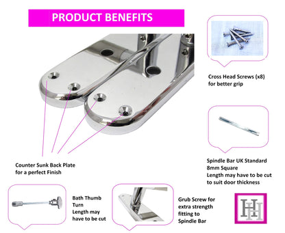 Haven Heritage Door Handles Lever Bath Satin Nickel & Chrome Dual Finish Mitred 1x Pair