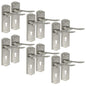 Premium Satin Nickel Internal Lock Door Handles with Long Back Plate and 3 Lever Mortise Sash Lock - Stellar Design, 6 Pairs of Lock Handles