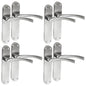 Epsom Door Handle Internal Polished Chrome Twist Door Handle Set, Interior Latch Lever on Long Back Plate, Door Handle Latch, Privacy Lockable Handle for Bathroom, Bedroom, Front Door 4 Pairs