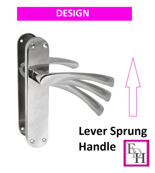 Polished Chrome Twist Door Handle Set,Interior Latch Lever on Long Back Plate with Tubular Latch (1 Pair of Handles + Tubular Latch)