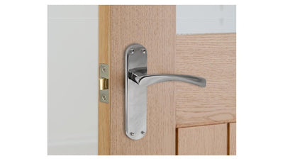 Polished Chrome Twist Door Handle Set,Interior Latch Lever on Long Back Plate with Tubular Latch (1 Pair of Handles + Tubular Latch)