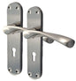 Epsom Door Handle Internal Satin Nickel Twist Door Handle Set, Interior Lock Lever on Long Back Plate,  Privacy Lockable Handle for Bathroom, Bedroom, Front Door