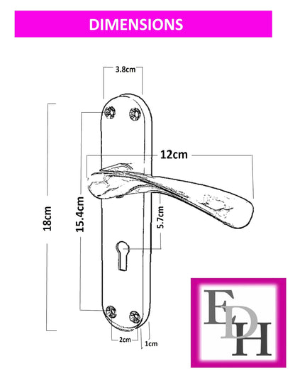 Epsom Door Handle Internal Satin Nickel Twist Door Handle Set and 3 Lever sash Lock, Interior Lock Lever on Long Back Plate, Privacy Lockable Handle for Bathroom, Bedroom, Front Door. 2 Sets