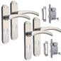 Epsom Door Handle Internal Satin Nickel Twist Door Handle Set and 3 Lever sash Lock, Interior Lock Lever on Long Back Plate, Privacy Lockable Handle for Bathroom, Bedroom, Front Door, 2 Sets
