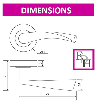 Epsom Door Handle Internal Satin Nickel Twist Door Handle Set, Interior Latch Lever on Rose, Door Latch Satin, Door Handle Latch, Bedroom, Front Door Pair (1 Pair of Handles + Tubular Latch)