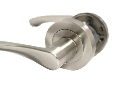 Epsom Door Handle Internal Satin Nickel Twist Door Handle Set, Interior Latch Lever on Rose, Door Latch Satin, Door Handle Latch, Bedroom, Front Door, 6 Pair of Handles + Tubular Latch
