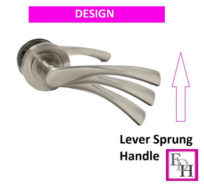 Epsom Door Handle Internal Satin Nickel Twist Door Handle Set, Interior Latch Lever on Rose, Door Latch Satin, Door Handle Latch, Bedroom, Front Door, 6 Pairs of Handles