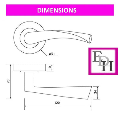 Epsom Door Handle Internal Satin Nickel Twist Door Handle Set, Interior Latch Lever on Rose, Door Latch Satin, Door Handle Latch, Bedroom, Front Door, 6 Pairs of Handles