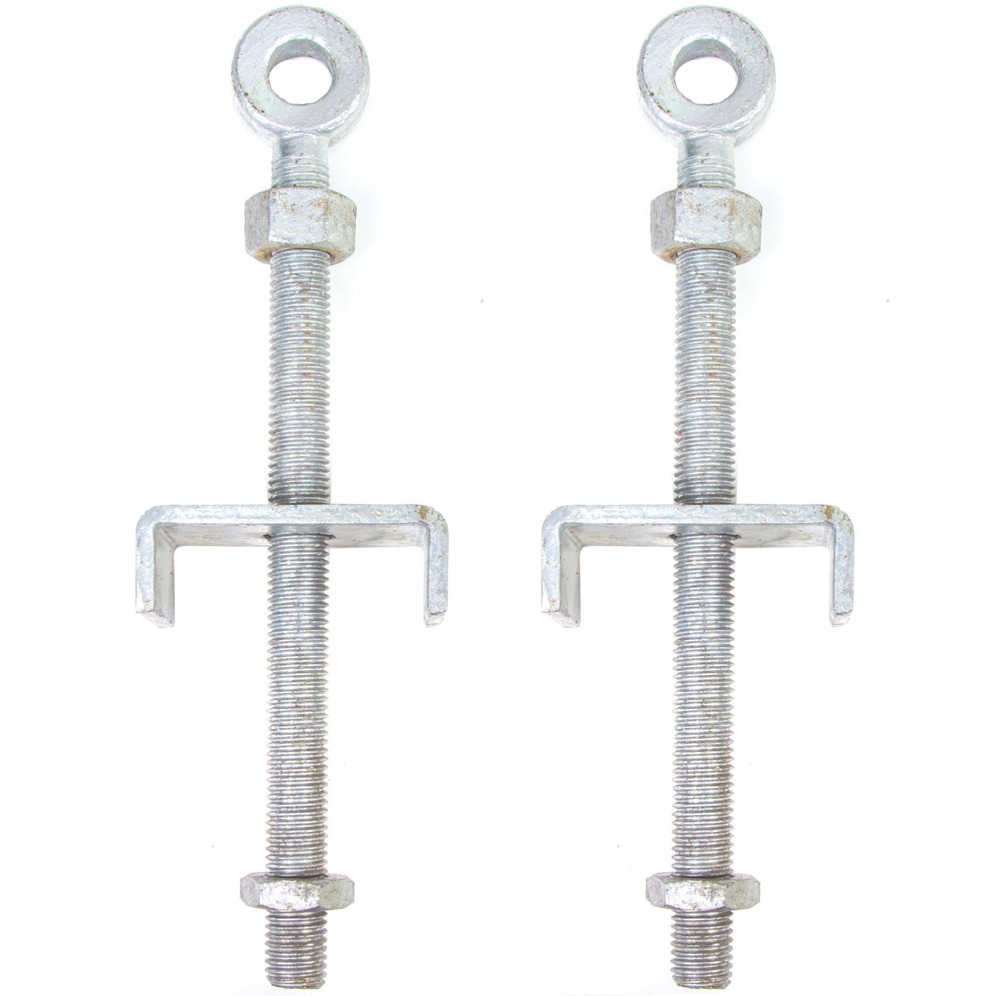 White Hinge 2X 11/295mm Heavy Duty Galvanised Adjustable Bottom Gate Fitting - Field Gate Eyebolt Fixing