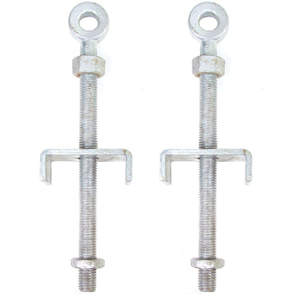 White Hinge 2X 11/295mm Heavy Duty Galvanised Adjustable Bottom Gate Fitting - Field Gate Eyebolt Fixing