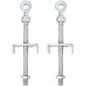 White Hinge 2X 11/295mm Heavy Duty Galvanised Adjustable Bottom Gate Fitting - Field Gate Eyebolt Fixing