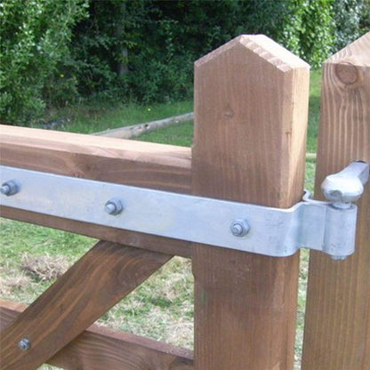 Galvanised Double Strap Farm Gate Hinge Set - Heavy Duty 18" Hinge for Field Gates, Driveways & Stables