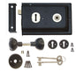 Rim Lock and Handle Set - Sash Lock, Shed Door Lock with Key - Gate Locks for Wooden Gates - Rim Locks for External Doors - Garden Gate Lock with Key, Rim Lock Door Knob Set 6 x 4