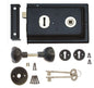 Rim Lock and Handle Set - Sash Lock, Shed Door Lock with Key - Gate Locks for Wooden Gates - Rim Locks for External Doors - Garden Gate Lock with Key, Rim Lock Door Knob Set 6 x 4