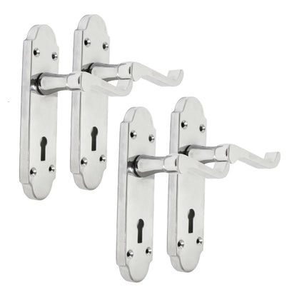 Epsom Door Handle - Chrome Internal Lock Door Handles - Door Handles Internal Sets, Chrome Door Handle Set for Internal Doors, Door Handle in Chrome, 170mm x 42mm