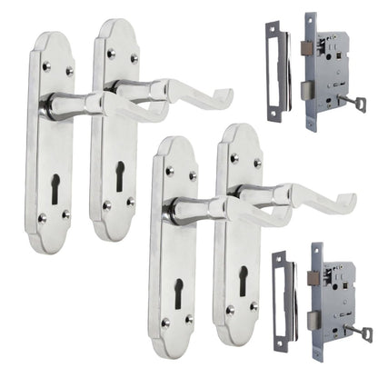 Epsom Door Handle - Chrome Internal Door Handles - Door Handles Internal Sets Including 3 Lever Sash Lock, Chrome Door Handle Set for Internal Doors, Door Handle in Chrome, 170mm x 42mm