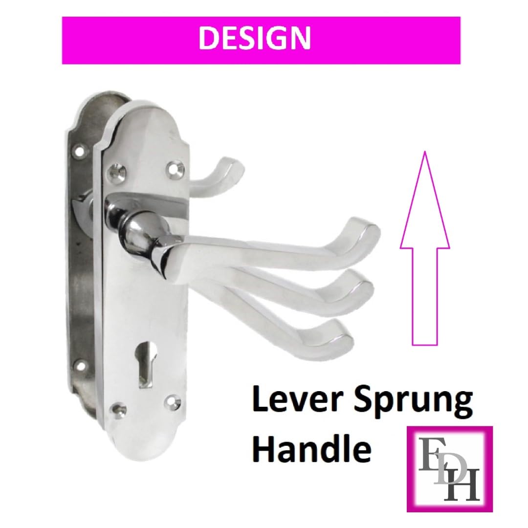 Epsom Door Handle - Chrome Internal Door Handles - Door Handles Internal Sets Including 3 Lever Motice Sash Lock, Chrome Door Handle Set for Internal Doors, Door Handle in Chrome, 170mm x 42mm