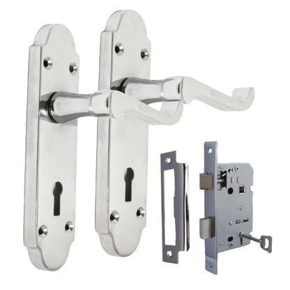 Epsom Door Handle - Chrome Internal Door Handles - Door Handles Internal Sets Including 3 Lever Motice Sash Lock, Chrome Door Handle Set for Internal Doors, Door Handle in Chrome, 170mm x 42mm