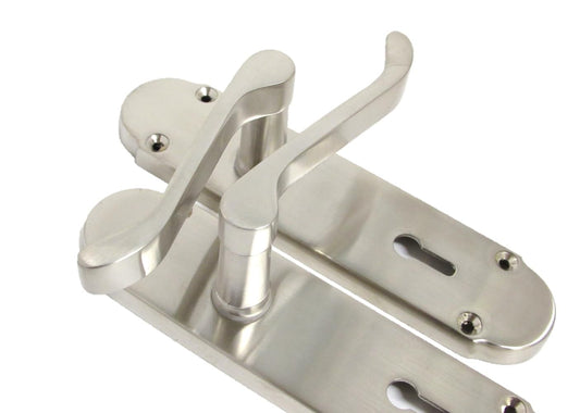 Epsom Door Handle - Satin Nickel Internal Bathroom Door Handles - 170mm x 42mm