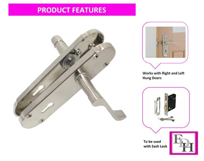 Epsom Door Handle - Satin Nickel Internal Bathroom Door Handles - 170mm x 42mm